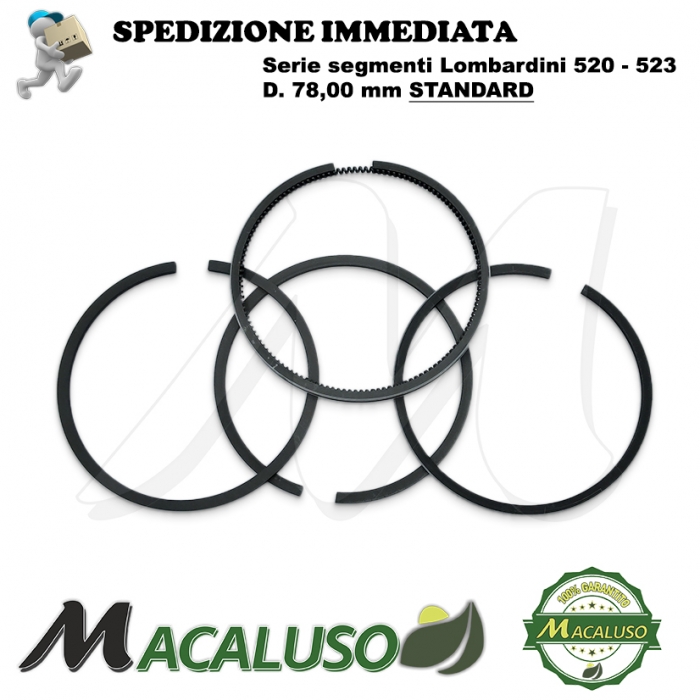 Fasce elastiche motore Lombardini LDA 520 D. 78,0 standard serie segmenti compressione 8210.080
