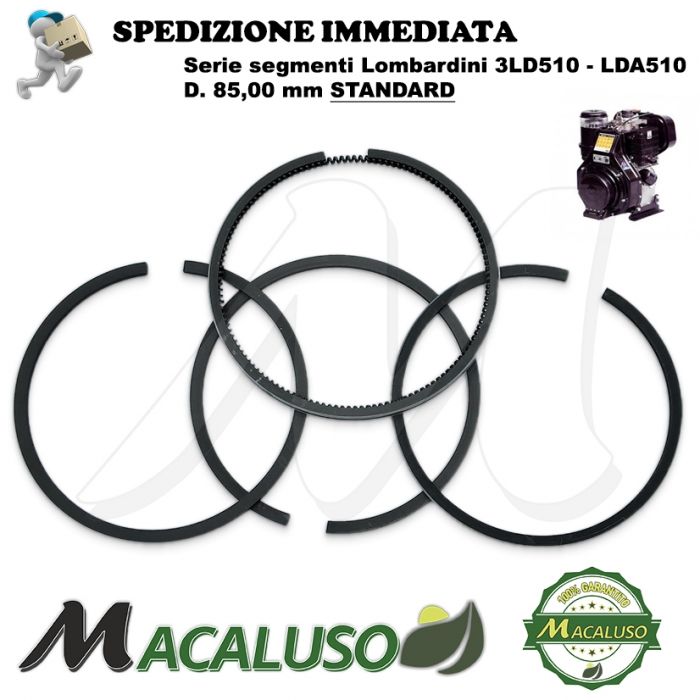 Fasce elastiche motore Lombardini 3LD 510 LDA 510 D. 85,00 standard serie segmenti compressione 8210.055
