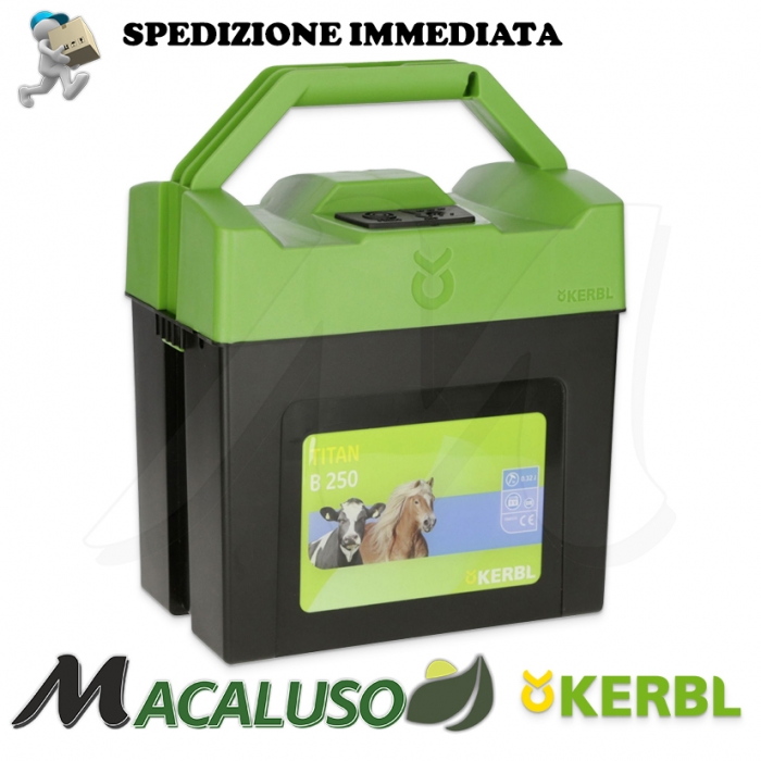 Elettrificatore per recinti Kerbl Titan B 250 9 Volt scarica 0,17 Joule cavalli bovini mucche