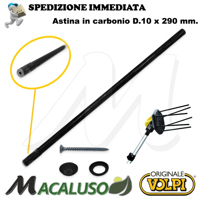 Asta carbonio abbacchiatore Volpi Giulivo 10 x 290 astina rebbio bacchetta