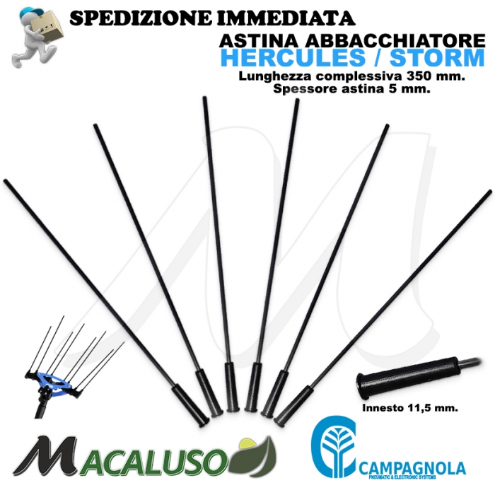Kit 6 rebbio carbonio azzurro / nero abbacchiatore Hercules 58 Storm Campagnola asta astina D. 5 mm 0193 0142