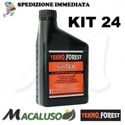 Kit 24 Olio miscela Tekno.Forest sinTEK 2T semi-sintetico 1 LT 2 tempi motosega decespugliatore moto motore