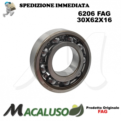 Cuscinetto a sfera 6206 Fag diametro interno 30 mm esterno 62 mm spessore 16 mm radiale