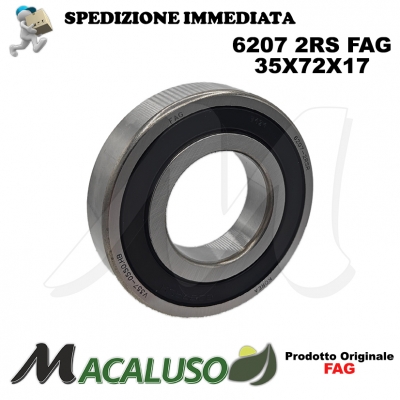 Cuscinetto a sfera 6207 2RS Fag diametro interno 35 mm esterno 72mm spessore 17 mm radiale