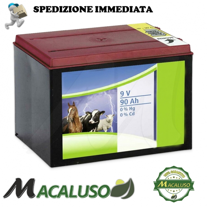 Batteria a secco per recinti elettrificati 9 Volt 90 Ah mucche cavalli zinco carbone pila salina