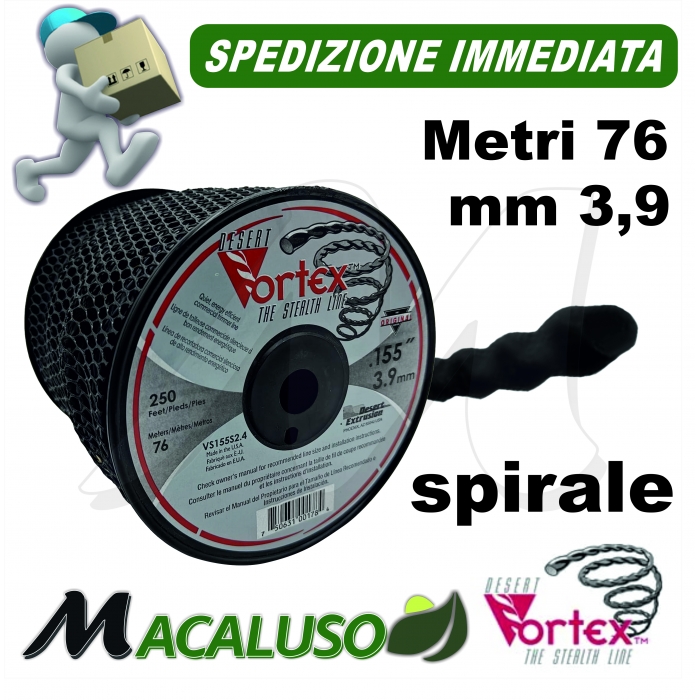 Filo nylon decespugliatore Vortex spiralato antifischio mm. 3,9 x 76 metri tipo Stihl husqvarna