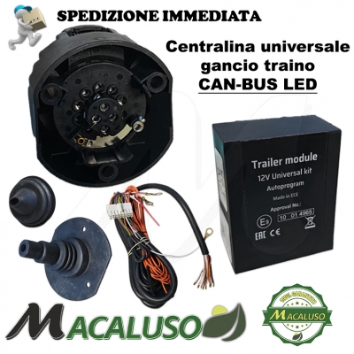 Centralina universale gancio traino auto presa 13 poli cavi caravan roulotte CANBUS LED