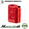Tanica in metallo 20 litri rossa con tappo a vite magnetico serbatoio bidone recipiente benzina miscela gasolio