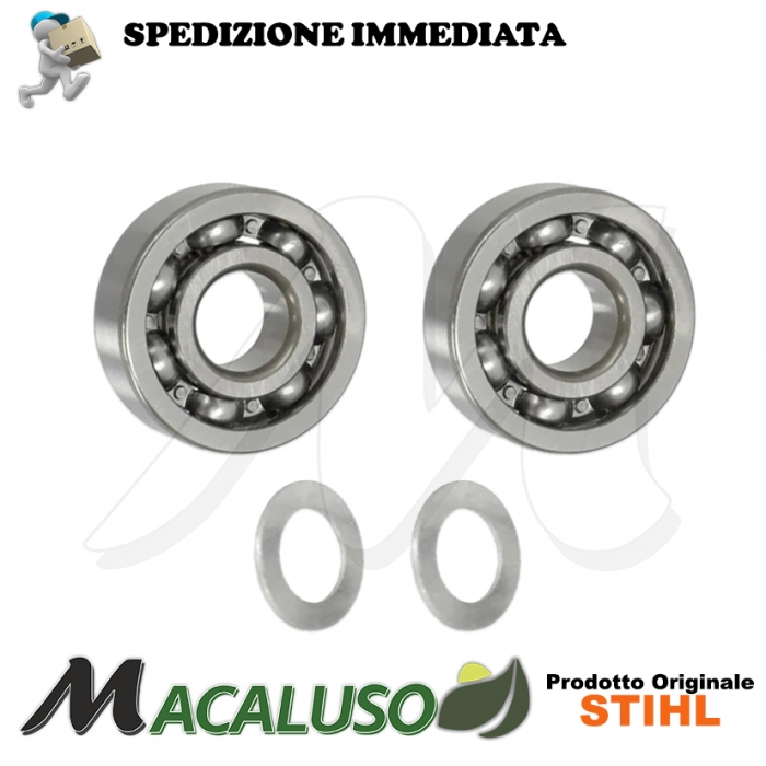 Kit 2 cuscinetti 6201 con rasamenti albero motore soffiatore BG56 BG86 Sthil banco decespugliatore 41440202050