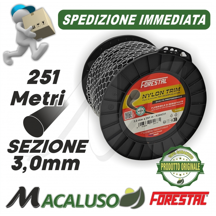 Filo nylon decespugliatore Forestal Tondo mm. 3,0 x 251 metri tipo Stihl husqvarna