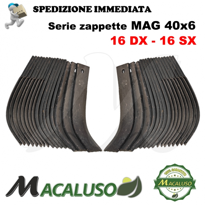 32 Zappette curve un foro x motozappa Mag 40x6 zappa zappetta curva fresa lama kit serie