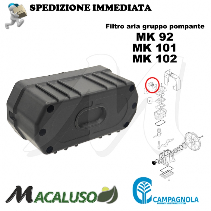 Filtro aria compressore Campagnola MK92 MK101 MK102 gruppo pompante massa filtrante