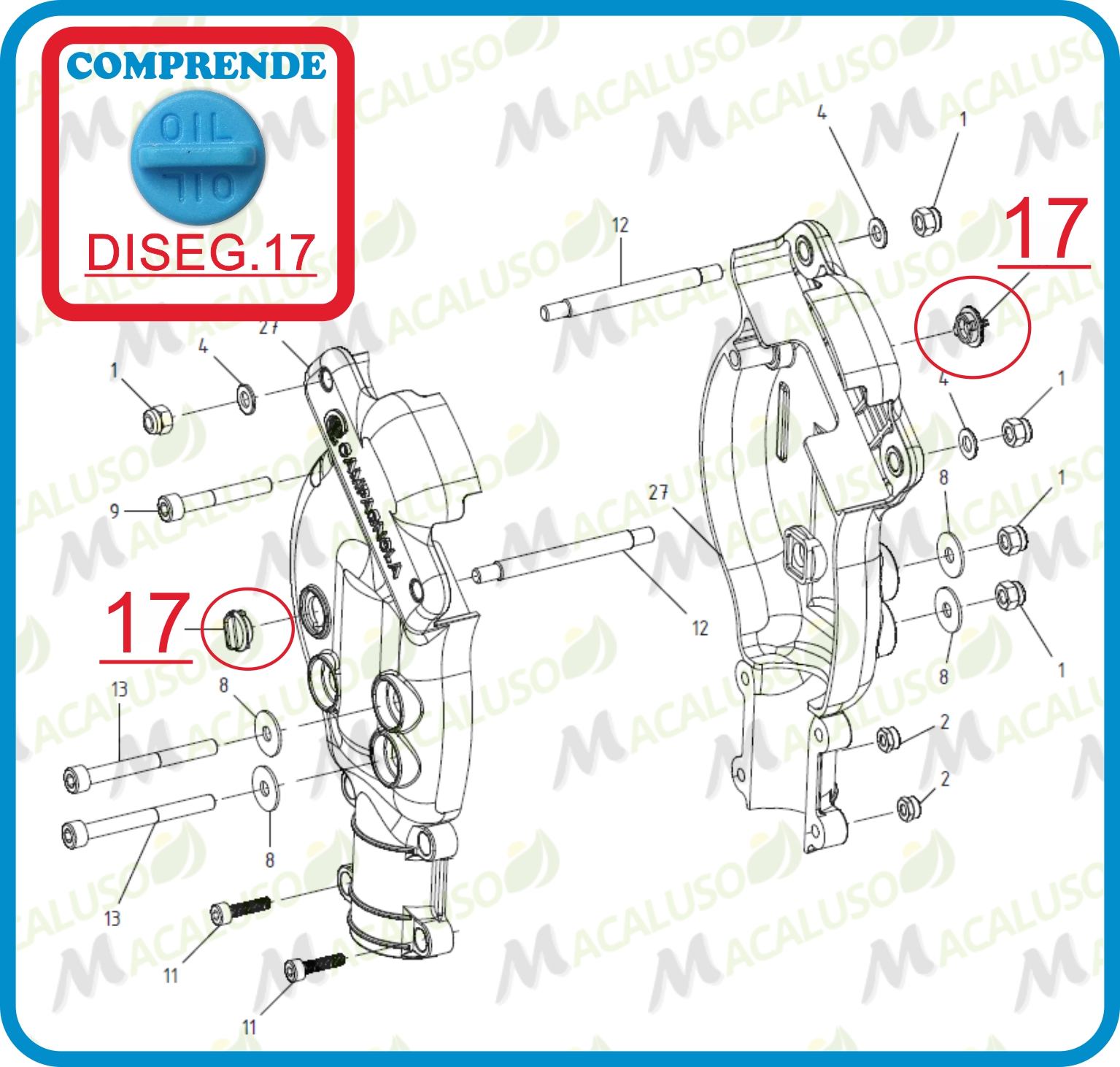 tappo olio testa abbacchiatore elektra